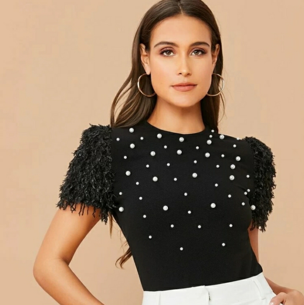 Beaded & Feathered Top